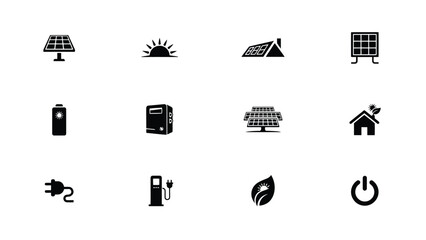 Naklejka premium Collection of icons representing renewable energy sources with sustainable technology solutions solutions modern applications illustrate various renewable