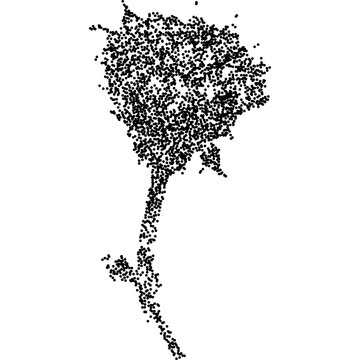 Flower with retro photocopy stipple effect, for grunge punk y2k collage design. Vector illustration in vintage halftone dot dither design for banner or poster