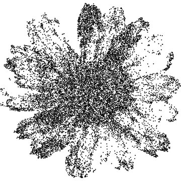 Flower with retro photocopy stipple effect, for grunge punk y2k collage design. Vector illustration in vintage halftone dot dither design for banner or poster