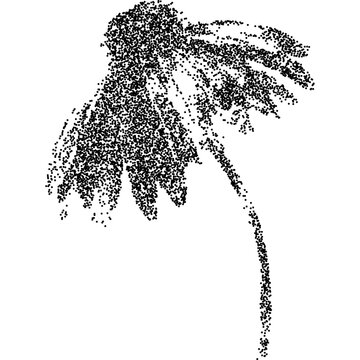 Flower with retro photocopy stipple effect, for grunge punk y2k collage design. Vector illustration in vintage halftone dot dither design for banner or poster