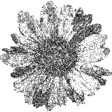 Flower with retro photocopy stipple effect, for grunge punk y2k collage design. Vector illustration in vintage halftone dot dither design for banner or poster