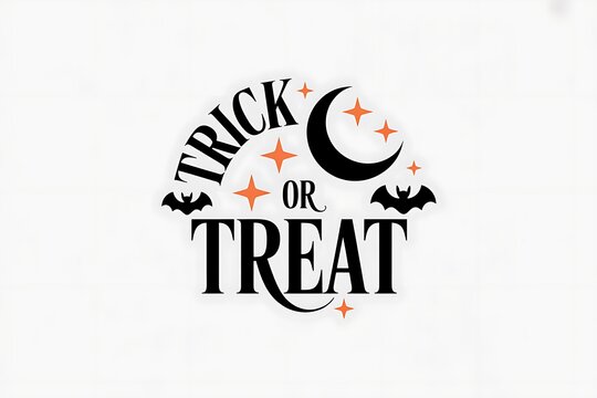 Festive halloween lettering with moon bats and sparkling elements for holiday celebrations
