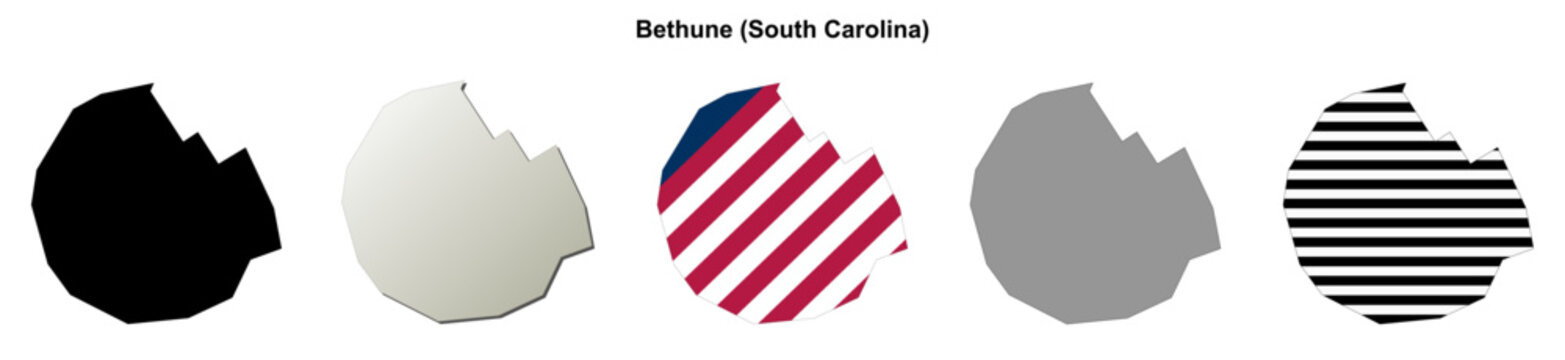 Bethune (South Carolina) blank outline map set