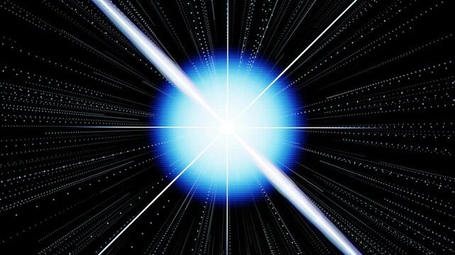 Abstract space warp speed time travel motion graphic background with particle speed lines and lens flare.