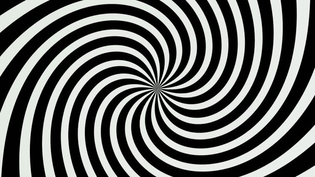 Abstract black and white spiral pattern creating a hypnotic optical illusion with radiating curved lines