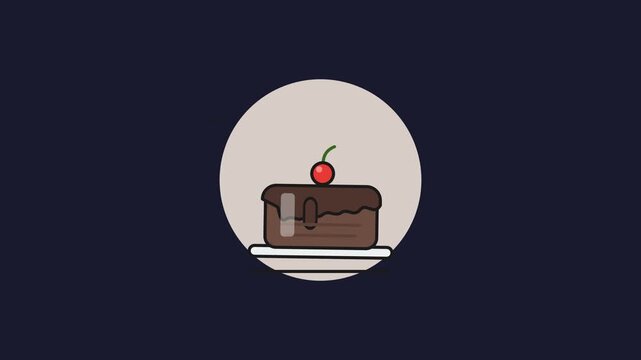 Animated Chocolate Cake Slice Icon