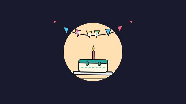 Birthday Cake and Bunting Animation