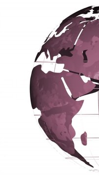 Animation of spinning globe icon and african american businessman against white background