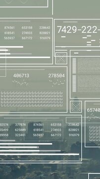 Animation of financial data processing over cityscape