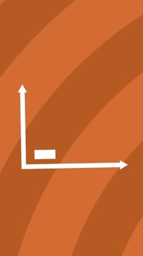 Animation of bar graph icon against orange radial background