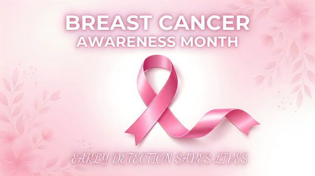 Elegant pink ribbon with a soft pink background for breast cancer awareness month support