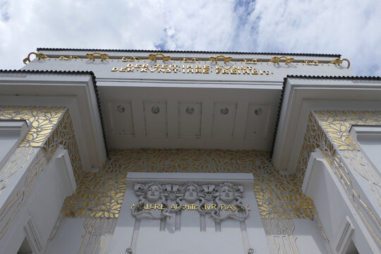 Decorated Entrance Facade of the Vienna Secession with Gorgon Masks and Motto.