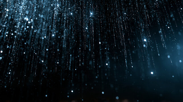 Sparkling Glitter Particles Falling on Dark Background
