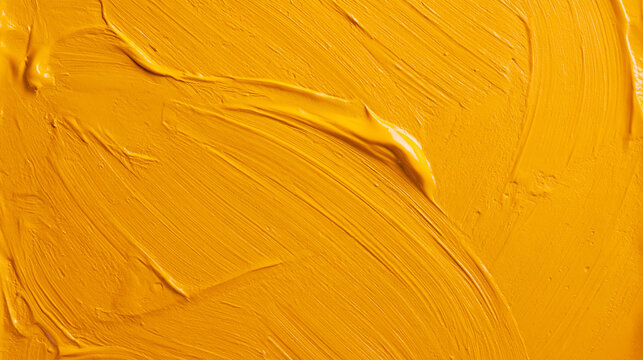 Yellow Acrylic Paint Texture with Thick Brushstrokes Background