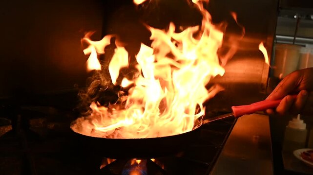 Lomo Saltado Being Cooked on a Pan