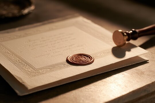 Document with wax seal and stamp