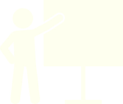 Ivory Stick Figure Pointing at Presentation Board Teaching Icon Isolated on Transparent Background PNG Vector