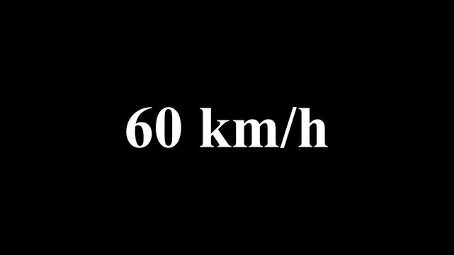 4K Smooth Speed Counter 0 to 120 km/h Motion Graphic. Animated Speedometer Gauge 0-120 km/h with Alpha Channel.