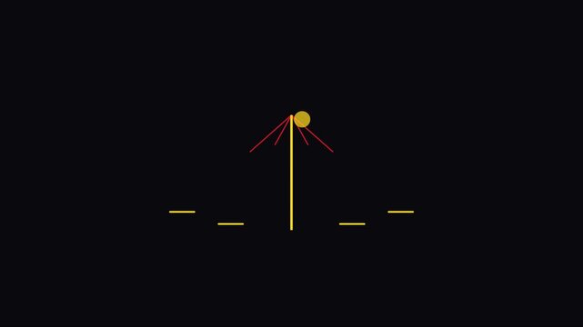 Minimalist abstract animation of a bouncing ball on a geometric arrow target 4k motion minimalist