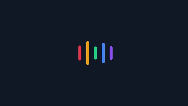 Minimalist animated audio waveform equalizer with colorful vertical bars on dark animation 4k background