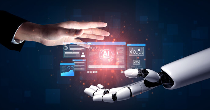 Human and Robot Collaboration in Technology Featuring AI Interaction with Futuristic Digital Elements and User Interface Interface Design. Entropy.