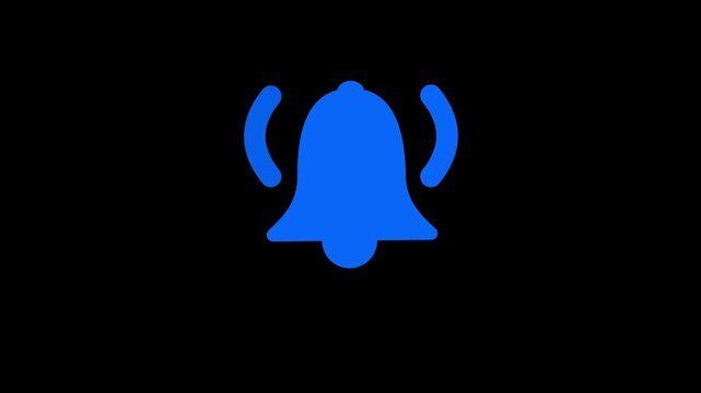 Blue notification bell icon vibrating with subtle rhythmic motion effects in this minimal digital animation loop designed for user interface alerts and web platform software engagement