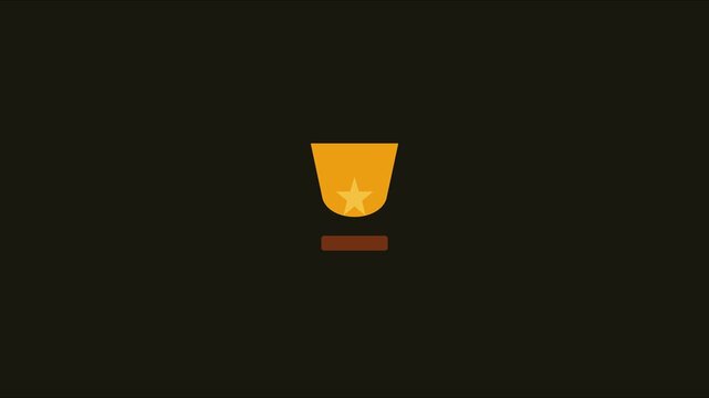 Minimalist gold trophy animation with star symbol for achievement and success concepts 4k
