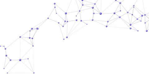 Fototapeta premium A blue network of interconnected nodes and lines forms a complex digital constellation against a clean background, representing data or communication pathways.