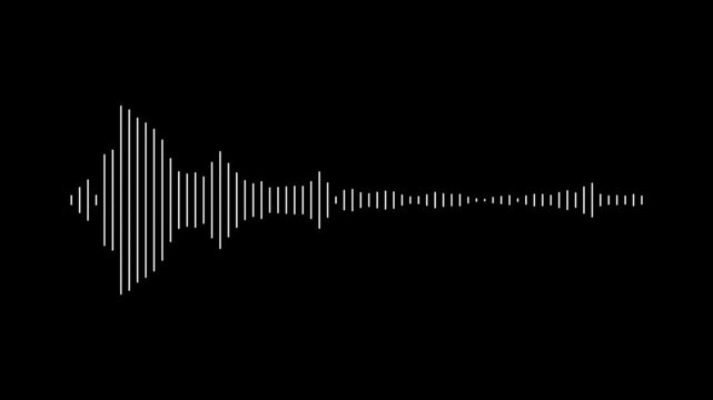 minimalist audio wave spectrum visualization white waveform animation transparent background alpha channel digital sound frequency equalizer music recording signal effect, smooth. 4k loop video