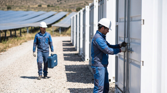 Crew completes battery cabinet maintenance at solar site
