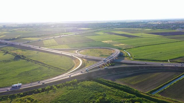 Aerial View of Highway Interchange in Surcin, Serbia