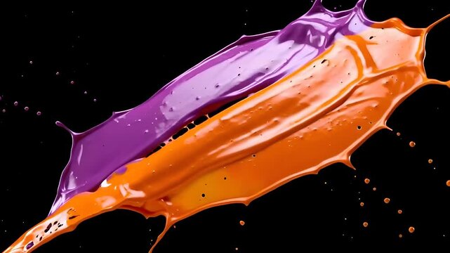 Paint Splash Sheet Diagonal Burst Orange Purple Landscape Stock Footage