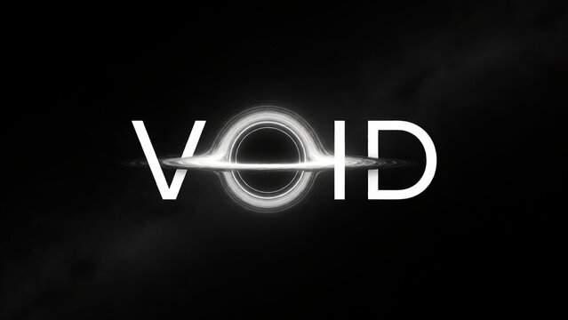 Abstract conceptual design featuring the word void with a black hole illustration.