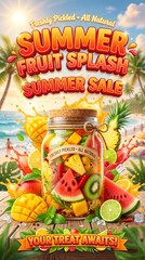 Obraz premium Refreshing Tropical Fruit Salad Jar Promotion for Summer Season Culinary Event