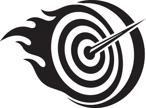 Flaming target icon with arrow hitting the bullseye