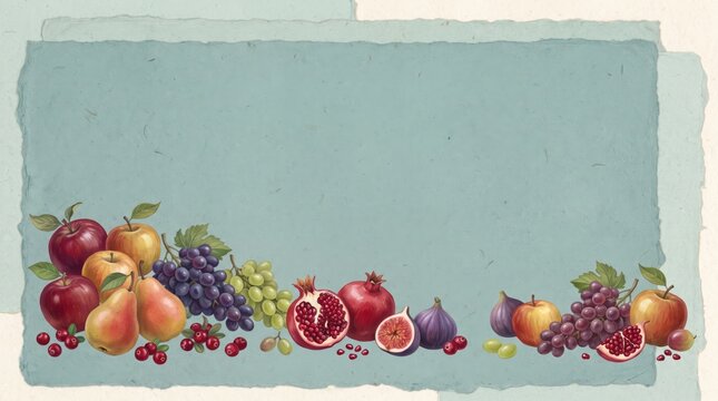 Thanksgiving Fruit Border 3D Paper Craft Background with Generous Copy Space for Craft Industry Greeting Card Design and Seasonal Social Media Campaigns