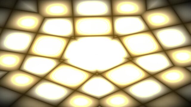 Glowing Golden Geometric Grid Pattern with Shifting Kaleidoscope Effect