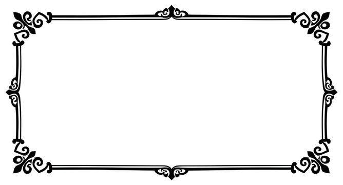 border, frame, rectangular, ornate, vintage, corner, filigree, line art, black, white, template, document, certificate, invitation, decorative, vector, design