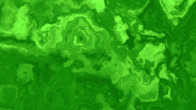 Green Fluid Abstract Motion Background with Swirling Liquid Marble Texture