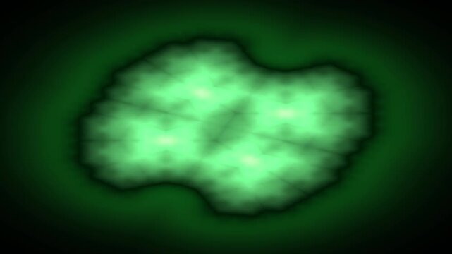 Green Fractal Pattern Pulsating on Black Background, Abstract Digital Art Animation