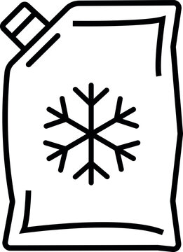 Insulated cold pack bag line icon with snowflake symbol for frozen products, refrigerated delivery and cold chain packaging