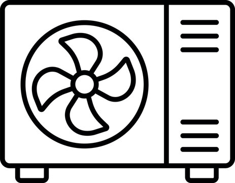 Refrigeration unit line icon for cooling systems, cold storage equipment, industrial refrigeration and temperature controlled logistics