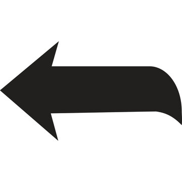 Black arrow pointing left icon, vector direction and navigation symbol, back or return graphic element isolated on white background
