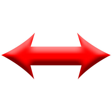 Red double-ended arrow icon, glossy bidirectional navigation and transfer symbol vector graphic element isolated on white background

