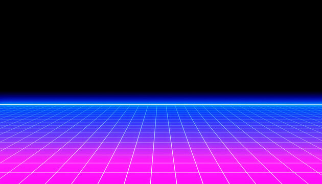Blue purple retro grid line cyber tech space field light abstract background