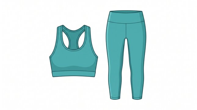 Teal Sports Bra and Leggings Outfit for Fitness and Yoga
