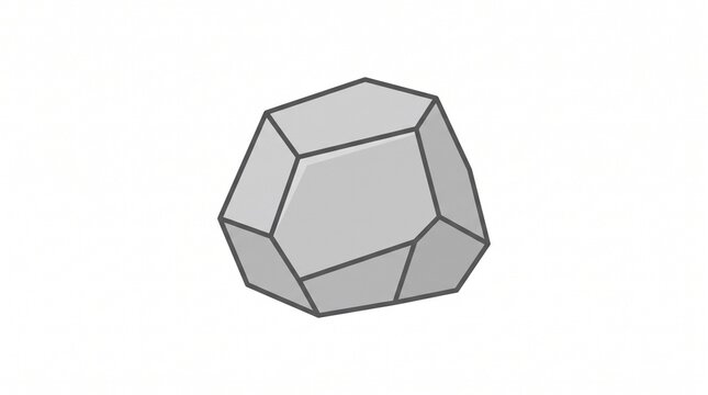 Simple Geometric Gray Rock Illustration on White Background