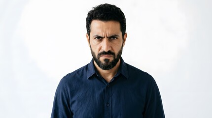 Obraz premium Man with Angry Expression and Dark Beard.