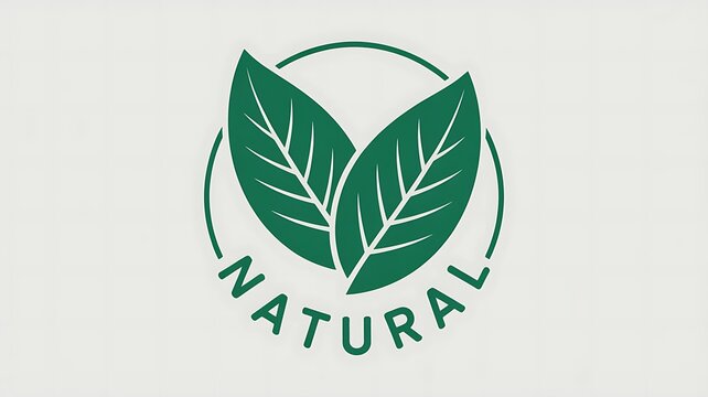 Natural green leaves badge sign for organic and fresh food