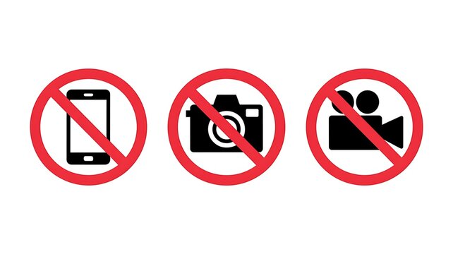 No photography and no video recording signs set